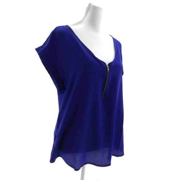 Sage & Vicky Blue V Neck Cap Sleeve Top - Women's Size Large- Business Casual - Picture 2 of 3
